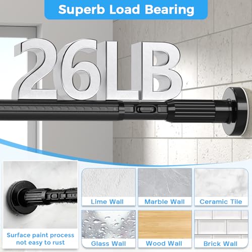 Heavy Duty Adjustable Tension Curtain Rod 41-144 Inch, No Drill