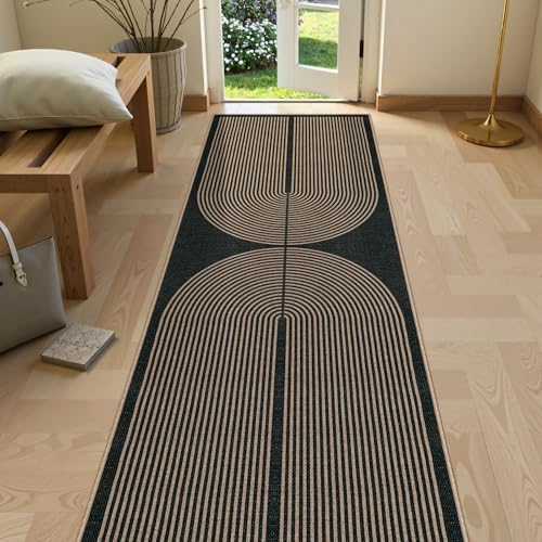 Modern Rainbow Kitchen Runner Rug, 2x8 Non-Slip Washable Hallway Carpet