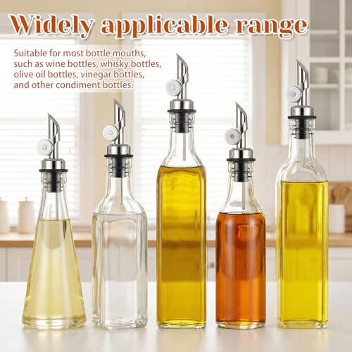 12 Pack Stainless Steel Liquor & Oil Bottle Pourers with Auto Flip Cap