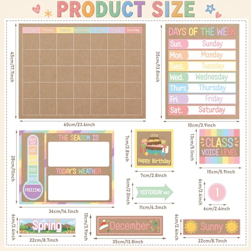 Kraft Paper Classroom Calendar Bulletin Board Set with Seasons Weather & Days of the Week