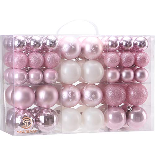 Sea Team 86-Pack Shatterproof Pink Christmas Ball Ornaments - Multi-Size Set