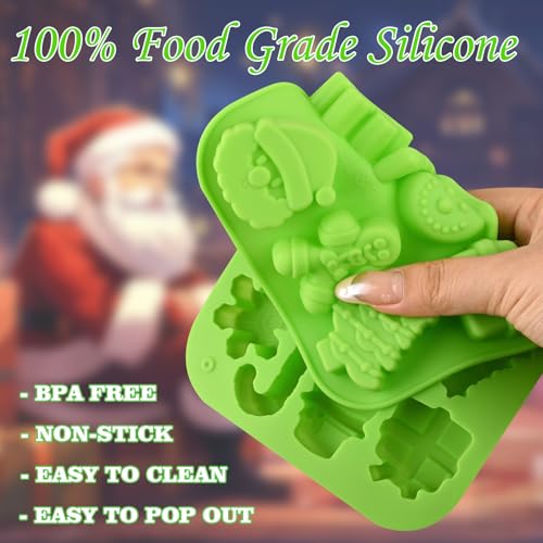 Christmas Silicone Candy Molds - 4 Pack, 14 Cavity Xmas Baking & Chocolate Molds