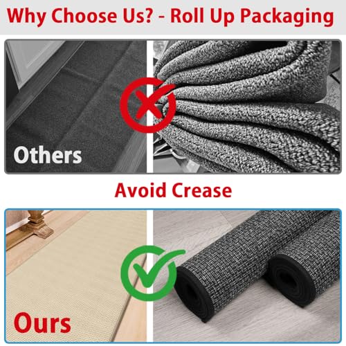 Washable Jute Runner Rug 6ft - Non-Slip Farmhouse Hallway & Kitchen Mat