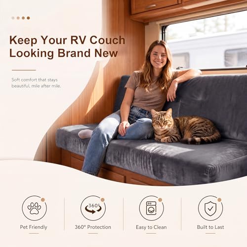 RV Couch Covers for Sofa Bed - 2-Piece Velvet Slipcovers
