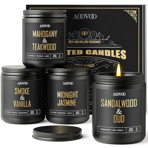 Luxury Scented Soy Wax Candles Set - 4 Pack Long Lasting Aromatherapy