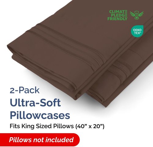 King Pillow Cases by [Brand Name] - Ultra Soft Hotel Quality Covers | Wrinkle-Free, Stain & Fade Resistant - 2 Piece Set in Brown