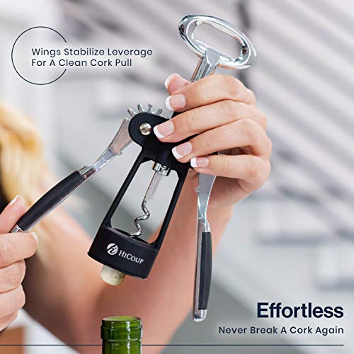 HiCoup Wing Corkscrew Wine & Beer Bottle Opener - Easy to Use, Ergonomic Design