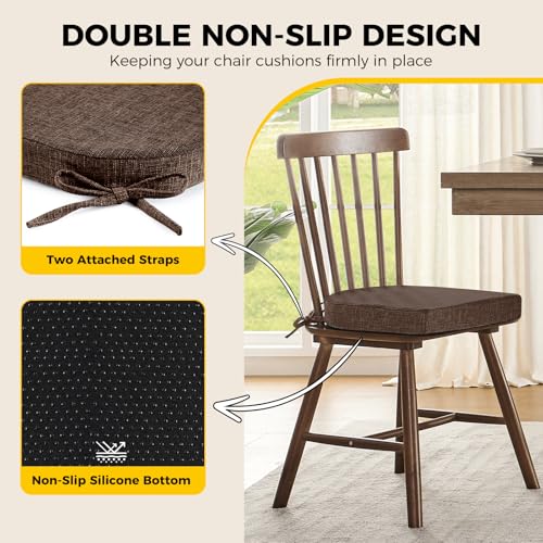 U-Shaped Foam Dining Chair Cushions, 16x16 Inch Non-Slip Pads (4 Pack)
