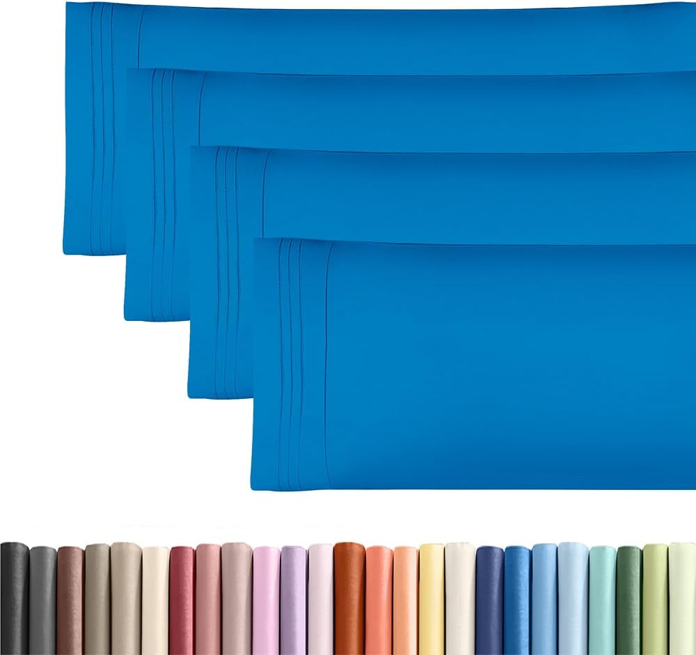 Skiennix Body Pillowcases Set of 4 | Soft 20x54 Long Pillow Covers for Side Sleepers - Comfy, Breathable, Machine Washable - Royal Blue