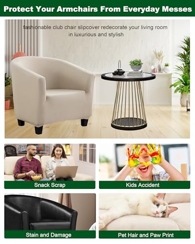 2 Piece Club Chair Cover Set - Stretch Slipcover with Cushion, Pet Friendly & Washable