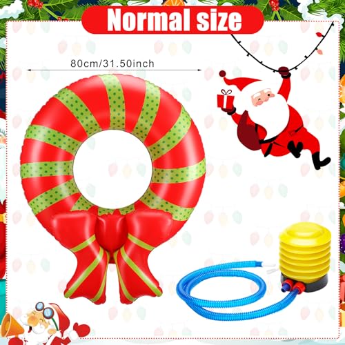 JellyArch Christmas in July Inflatable Pool Rings 31.5" - Set of 2 Holiday Wreath Floats for Summer Pool Parties