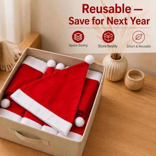 SORANGEUN 108pcs Santa Hats Bulk Red Christmas Caps for Holiday Decorations