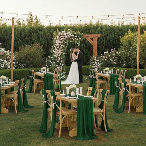 10ft Pack of 2 Chiffon Table Runners - Hunter Green, Wedding & Party Decor