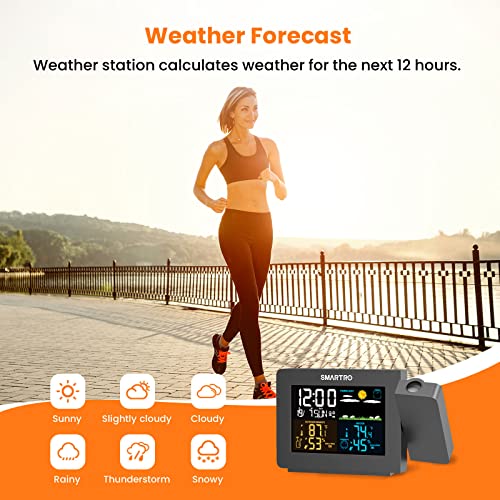 Projection Alarm Clock with Wireless Weather Station and Thermometer