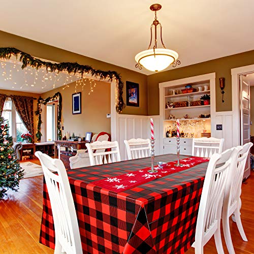 Boao 3-Pack Red & Black Buffalo Plaid Tablecloths 51x71 inch Holiday & Party Decor