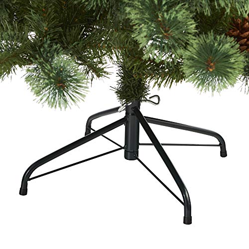 Nearly Natural 6ft Pre-Lit Slim Pine Artificial Christmas Tree - 300 LEDs, Metal Stand