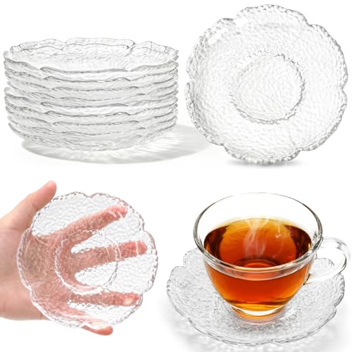 10 Pack Small Clear Glass Dessert Plates 4.7 Inch - Elegant Kitchenware