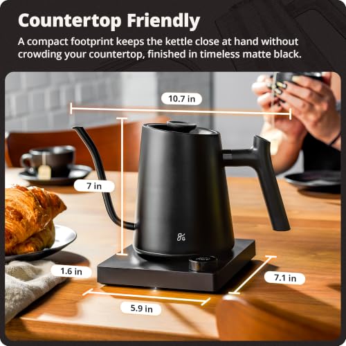 Greater Goods Onyx Black 0.8L Electric Gooseneck Kettle 1200W Temperature Control