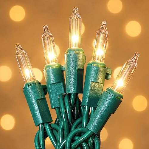 HEYFUNi Warm White Christmas Lights 50 Count Green Wire Plug-In Indoor Outdoor