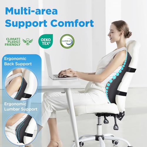 Memory Foam Lumbar Support Pillow for Office Chair - Adjustable Back Cushion