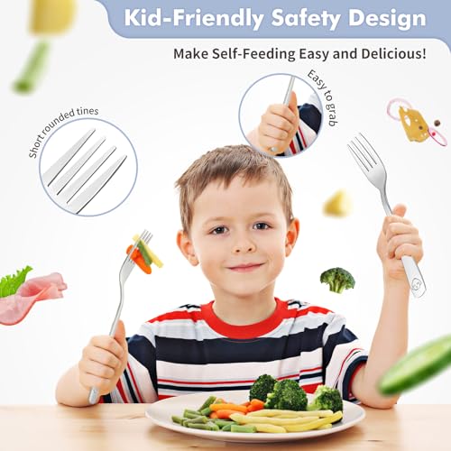 6-Piece Stainless Steel Toddler Forks Set Kids Silverware