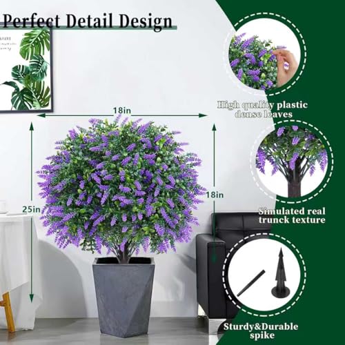 Artificial Boxwood Topiary Ball with Lavender - UV Resistant Set of 2