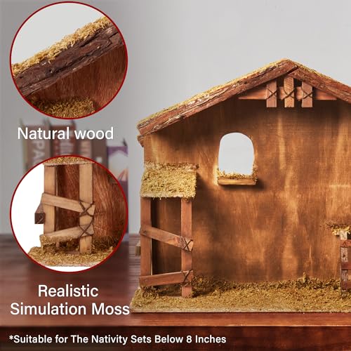 Nativity Scene Manger for 10-12 Inch Figures - Wooden Stable with Variation: Manger - Suitable for Under 12 Inches
