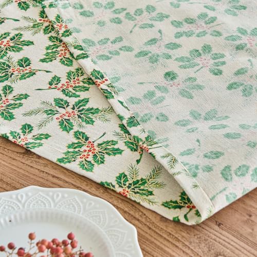 Haipey Style 3 Christmas Table Runner 13x72in - Linen & Polyester, Glitter Tree Design