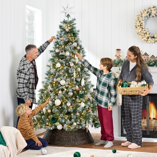 7.5ft Pre-Lit Frosted Scotch Pine Artificial Christmas Tree w/ LED Lights