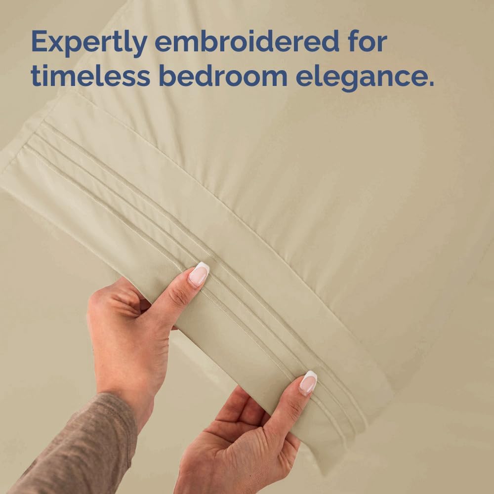 Queen Pillow Cases by [Brand Name] - Ultra Soft Hotel Quality Covers | Wrinkle-Free & Stain Resistant - 2 Piece Set in Cream