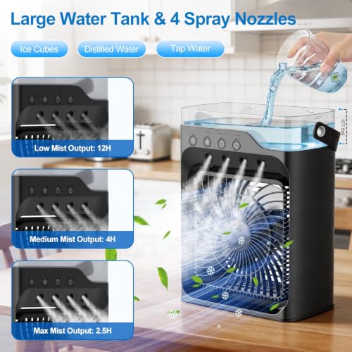 Portable Air Conditioner Fan with Mist, 3 Speeds, and Remote