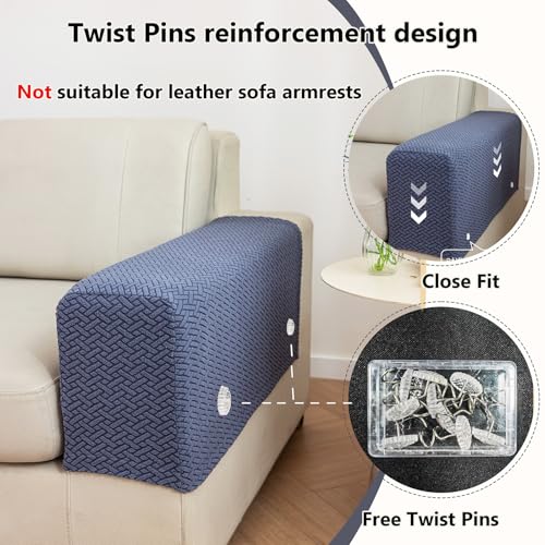 Sofa Arm Covers - Large Light Coffee Stretchy Armrest Protectors (Set of 2)