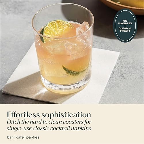 Servietto Linen-Feel Disposable Cocktail Napkins - 200 Pack, 5x5 Inches, Elegant Absorbent Paper, USA Made, Variation 1