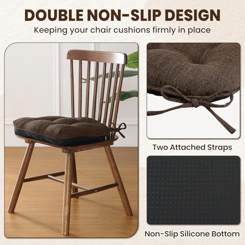 U-Shaped Dining Chair Cushions, 15.5-inch Non-Slip Kitchen Seat Pads - 4 Pack