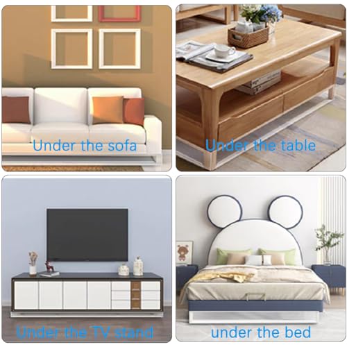 Clear Under Bed Blocker for Furniture - 8 Pack Adjustable Gap Bumper