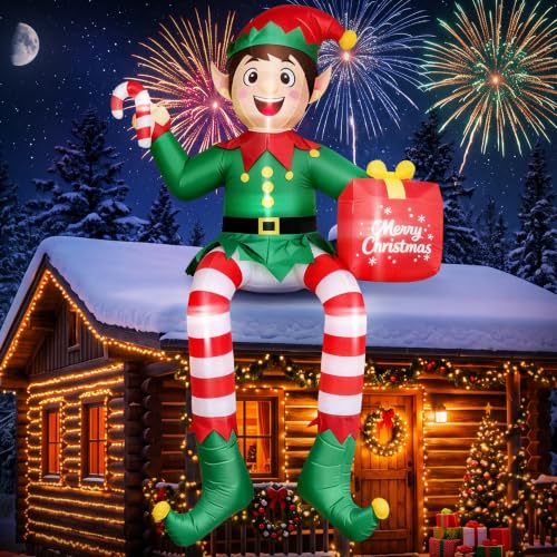 JOVIPOP 16FT Christmas Inflatable Elf Decoration for Outdoor Yard - Lighted Holiday Decor