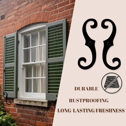6.5-Inch Iron Shutter Dogs, S-Shaped Decorative Exterior Shutter Fasteners