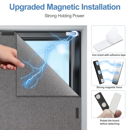 Magnetic Blackout Curtains, Portable Cotton Window Shades 118x59 in