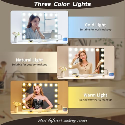 Vanity Mirror with Lights Lighted Makeup 15 Dimmable LED Bulbs,3