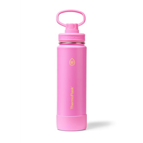 ThermoFlask 24 oz Double Wall Vacuum Insulated Stainless Steel Water Bottle with Spout Lid, Shocking Pink