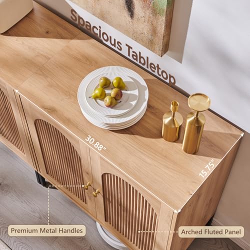 Modern 93" Fluted Arched Sideboard Buffet Cabinet with Adjustable Shelves
