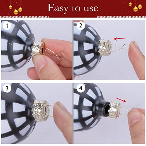 100-Pack Gold Christmas Ornament Caps - 0.5 Inch Metal Replacement Hangers