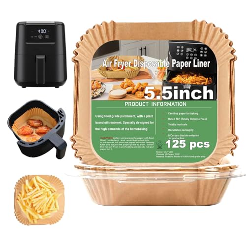 5.5 Inch Square Air Fryer Liners for CHEFMAN 2 Qt Mini Air Fryer - 100 Pack