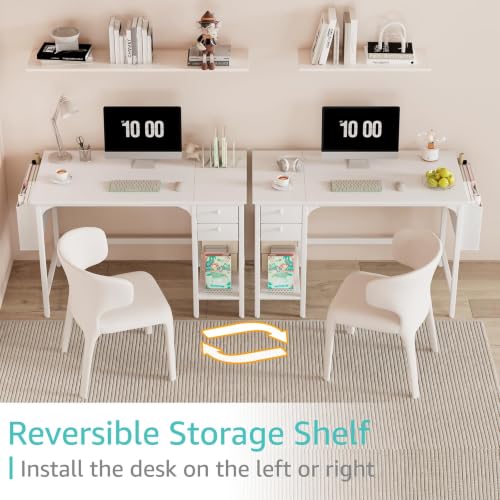 40-Inch Small Computer Desk with Drawers & Shelf - Home Office Writing Table