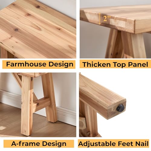 30-Inch Rustic Solid Wood Entryway Bench, Farmhouse Narrow Hallway Bench