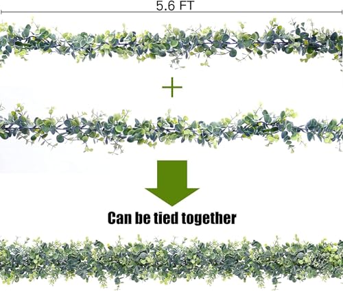 Artificial Eucalyptus Garland 6-Pack, 5.6ft Faux Greenery Vines for Wedding