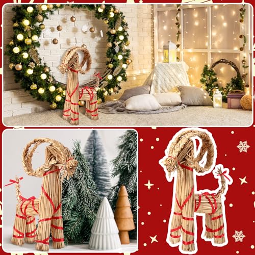 Gerrii Christmas Straw Goat Scandinavian Yule Goat 17.7 Inch - Traditional Holiday Decor