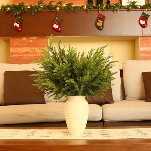 12 Pcs 30" Gradient Greenery Norfolk Pine Stems - JoyHalo