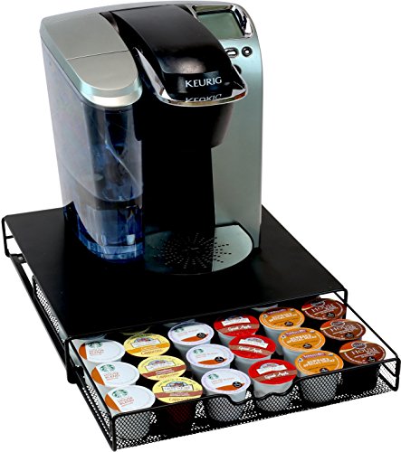 36 Coffee Pod Holder Drawer, Under Brewer Countertop Storage, Black