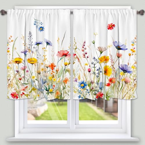 3-Piece Spring Kitchen Curtain Set with Valance & Tiers